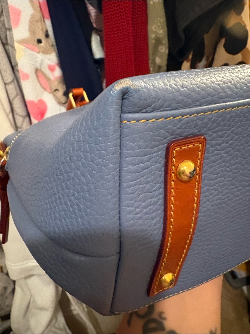 Dooney & Bourke | Denim Blue | Dillen Double Pocket Satchel - Picture 7 of 16
